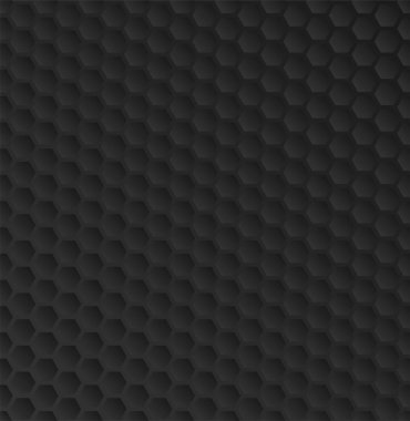 Siyah bal peteği ızgara hacim dokusu. Altıgen hücre arka planı. Şebeke düzeni. Moda geometrik tasarımı. Vektör illüstrasyonu.
