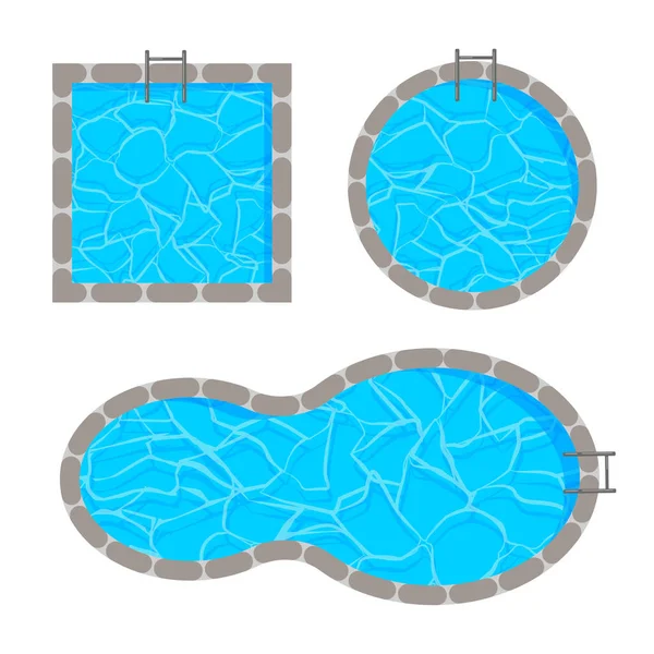 Verschillende Vorm Van Het Zwembad Template Bovenaanzicht Vector Illustratie Geïsoleerd — Stockvector