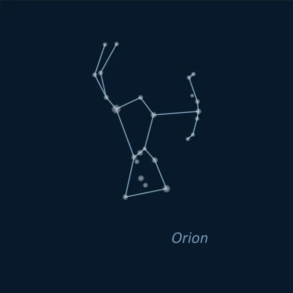 Tudományos Csillagászat Csillagtérkép Mély Kék Háttérrel Orion Csillagkép Vektorillusztráció — Stock Vector