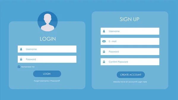 Registration Form Login Form Page Vector Template Your Design Website — Stock Vector