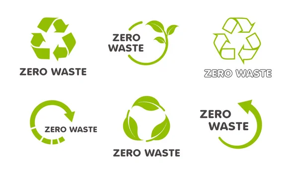 Recycling Icon Collection Vector Set Green Circle Arrows Isolated White — Stock Vector