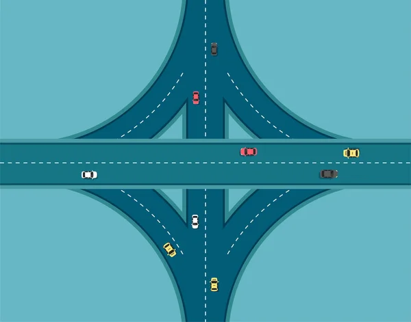 Najlepszy Widok Drogi Różnych Samochodów Autostrada Skrzyżowanie Autostrad Infrastruktura Miejska — Wektor stockowy