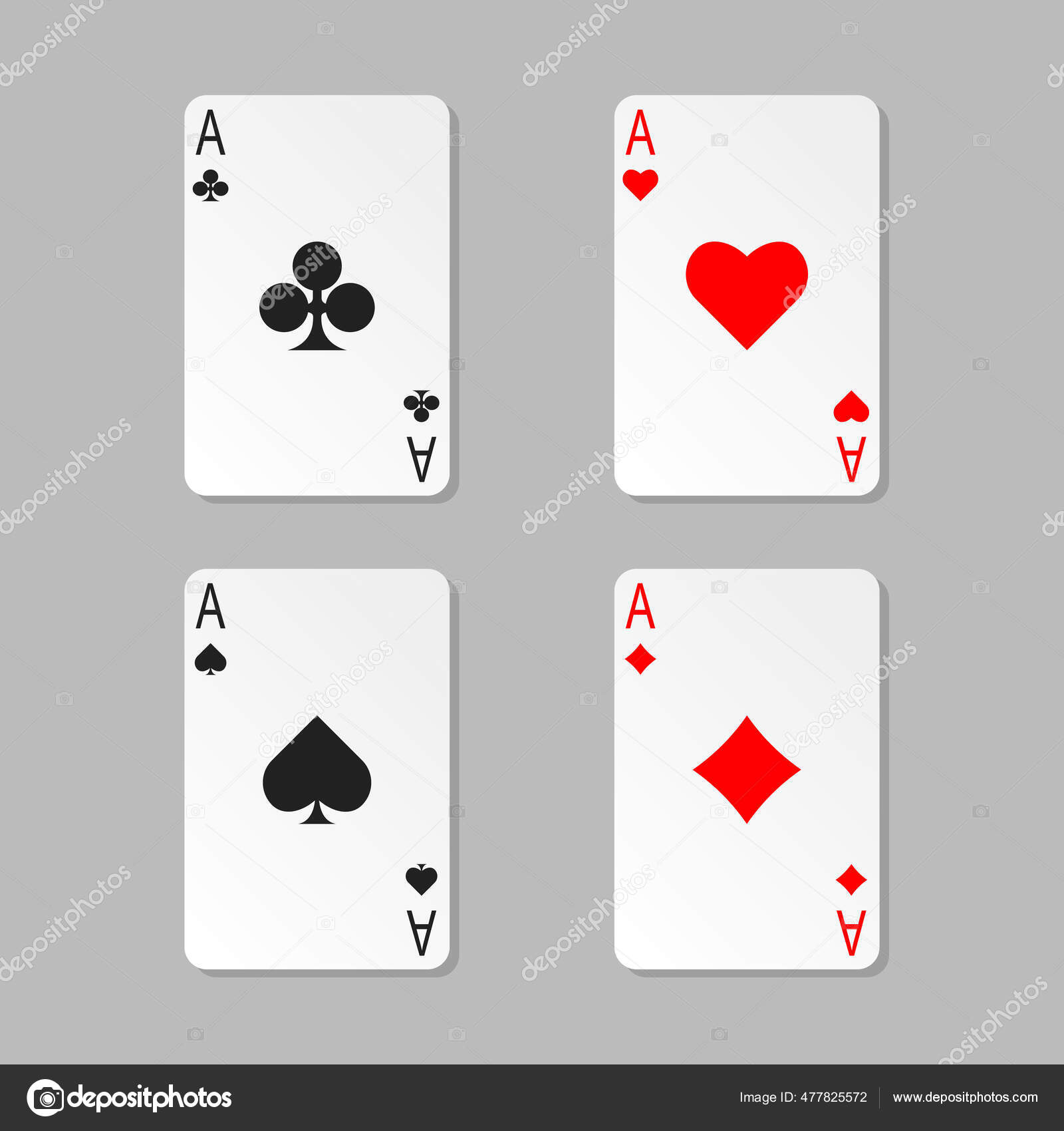 Cartas de poker Ases. Vista superior Stock Photo