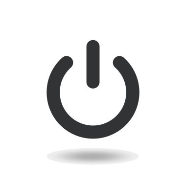 Siyah başlangıç simgesi, güç düğmesi. Düz dizayn. Vektör çizimi. İzole edilmiş