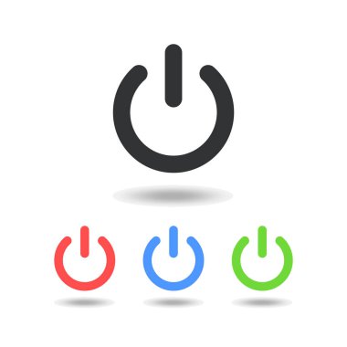 Başlangıç simgesi, güç düğmesi. Düz dizayn. Vektör çizimi. İzole edilmiş