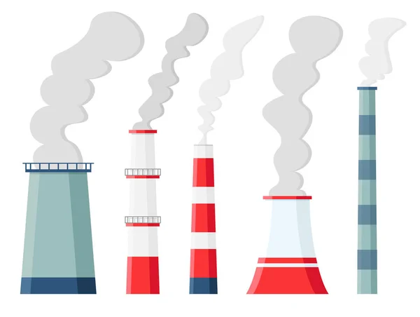 Fabrieksluchtverontreiniging Milieuverontreiniging Koolstofdioxide Emissies Giftige Fabrieken Installaties Met Dampen Smog — Stockvector