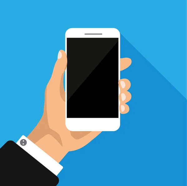 Main Tient Téléphone Avec Écran Noir Modèle Affichage Vierge Smartphone — Image vectorielle