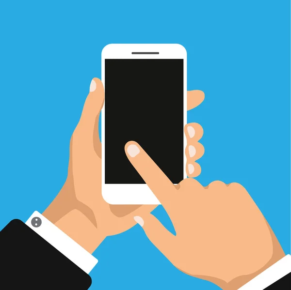Die Hand Hält Und Klickt Mit Schwarzem Bildschirm Telefonieren Smartphone — Stockvektor