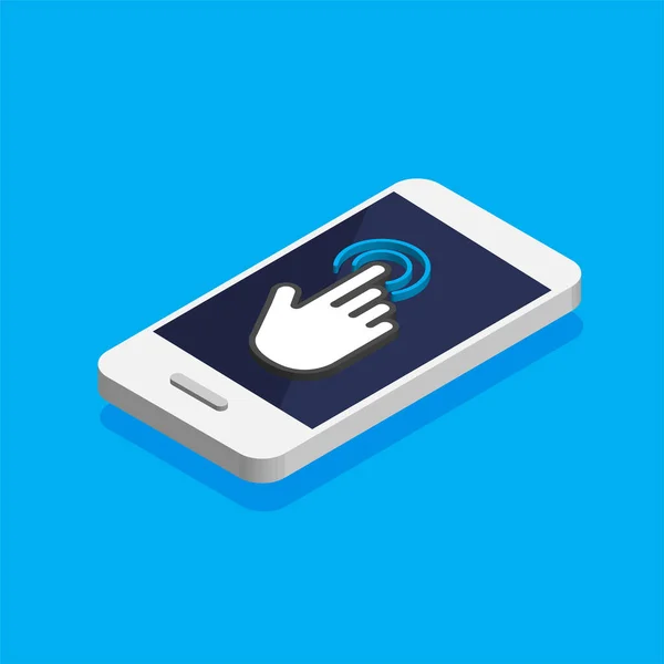Pekskärmssensor Isometrisk Smartphone Hand Touch Telefonen Klicka Ikonen För Mobiltelefon — Stock vektor