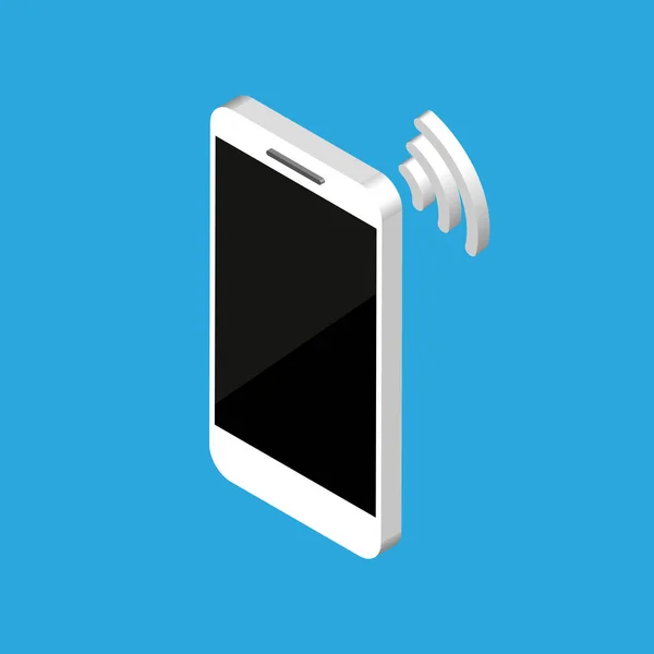 Conception Isométrique Smartphone Avec Signal Modèle Écran Vierge Téléphone Vectoriel — Image vectorielle