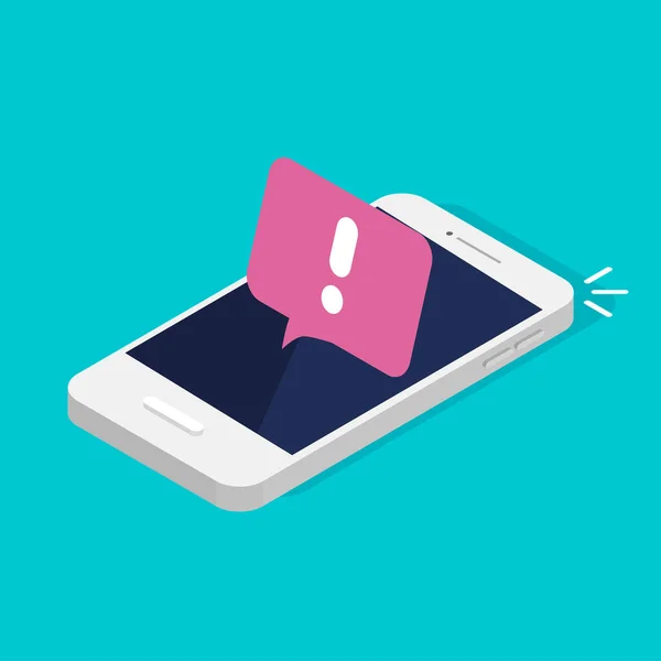 Mobiltelefon Skärm Med Varning Spam Säker Anslutning Bedrägeri Virus Telefonlarm — Stock vektor