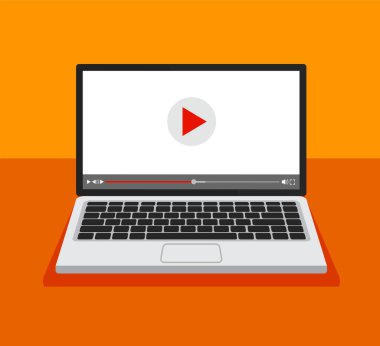 Monitördeki bir video oynatıcı ya da kaydedici. Film konsepti. Vektör illüstrasyonu.