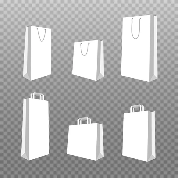 Conjunto Vetorial Pacotes Brancos Mockup Embalagem Papel Para Publicidade Isolada —  Vetores de Stock