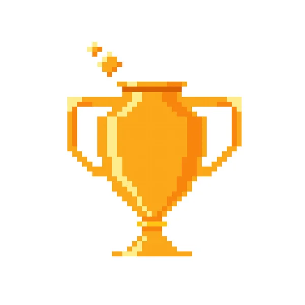 Copa Trofeos Pixel Icono Premio Aislado Sobre Fondo Blanco Copa — Archivo Imágenes Vectoriales