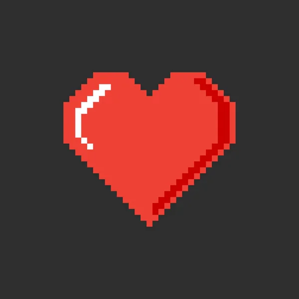 Пикселированный Значок Векторного Сердца Символ Любви Векторная Иллюстрация Черном Фоне — стоковый вектор