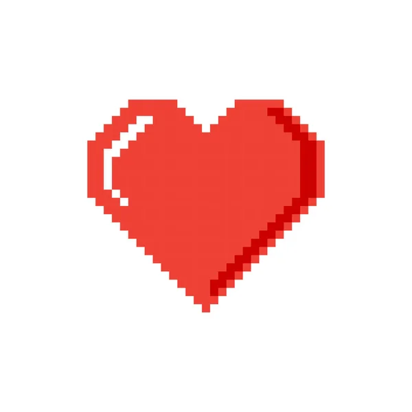 Icône Vectorielle Pixellisée Coeur Symbole Amour Illustration Vectorielle Isolée Sur — Image vectorielle