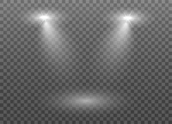 Realistische Lichtbak Met Gekruiste Spots Projector Showroom Verlichting Lightbox Achtergrond — Stockvector