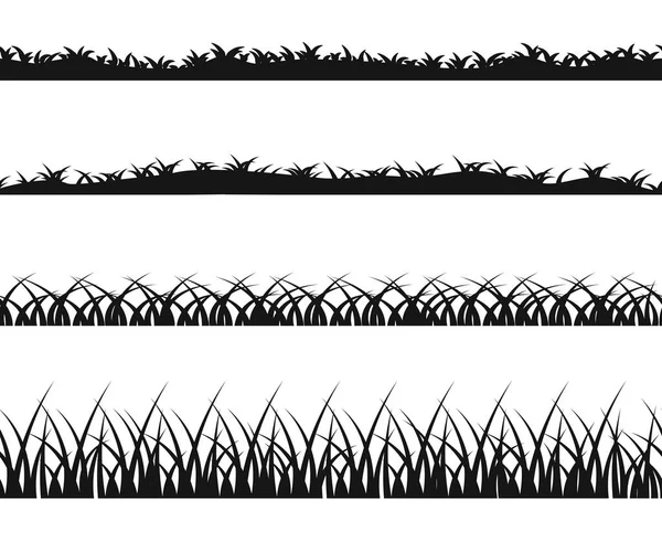 Ensemble Silhouette Panoramique Sans Couture Herbe Noire Illustration Vectorielle Pour — Image vectorielle