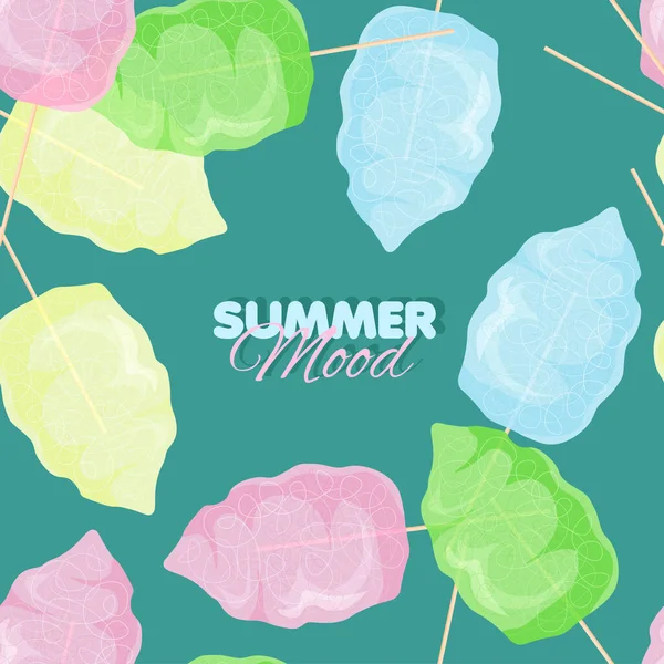 Cotton Candy Seamless Pattern Summer Banner Template Vector Illustration — Stockvector