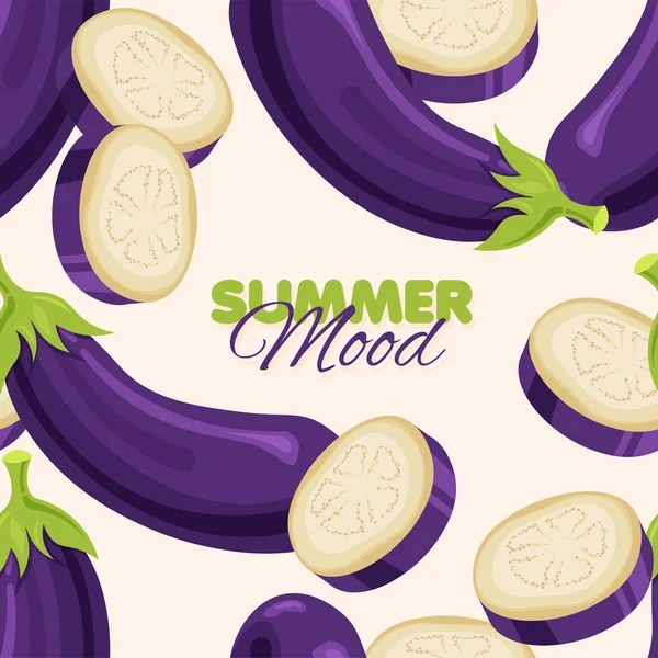 Violet Aubergine Naadloos Patroon Zomer Spandoek Concept Vectorillustratie — Stockvector