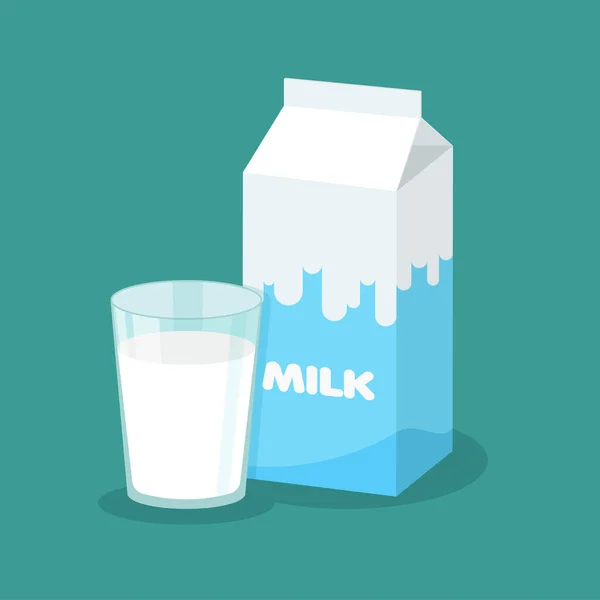 Emballage Vectoriel Lait Verre Plein Lait Sur Fond Bleu Modèle — Image vectorielle