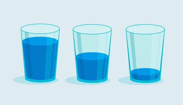 Vidro Vetorial Água Copo Cheio Vazio Beba Mais Conceito Água —  Vetores de Stock