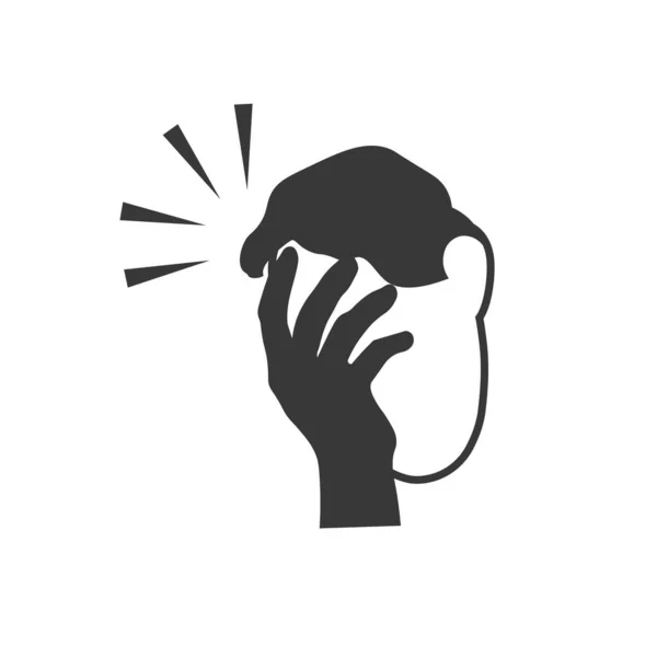 ジェスチャー表情で男のアイコン 額に手を組んでいる男 頭痛失望恥か 叙事詩は感情を失敗させる 分離ベクトル図 — ストックベクタ