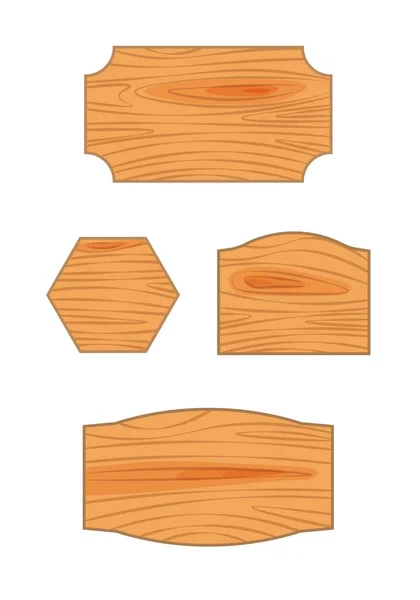 Płaska Konstrukcja Drewnianego Znaku Drogowego Drewno Puste Tablicy Deski Tablicy — Wektor stockowy