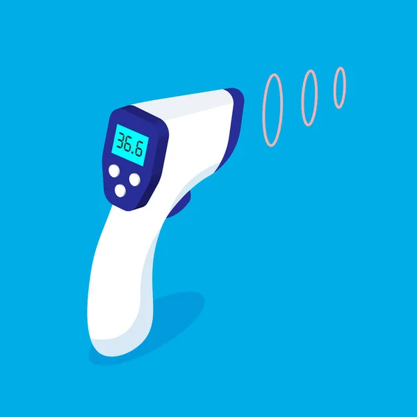 Vector Medical Infrared Thermometer Isometric Projection Digital Body Thermometer Isolated — Stock Vector