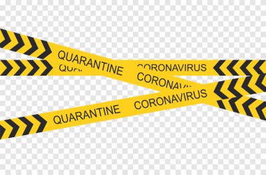 Vector crossed black and yellow stripe border. Coronavirus quarantine. Danger caution tapes. Art design crime line for restriction and dangerous zones.