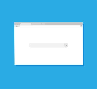Simple internet browser window isolated on blue background. Web browser blank template of laptop or computer. Vector illustration in a flat style.