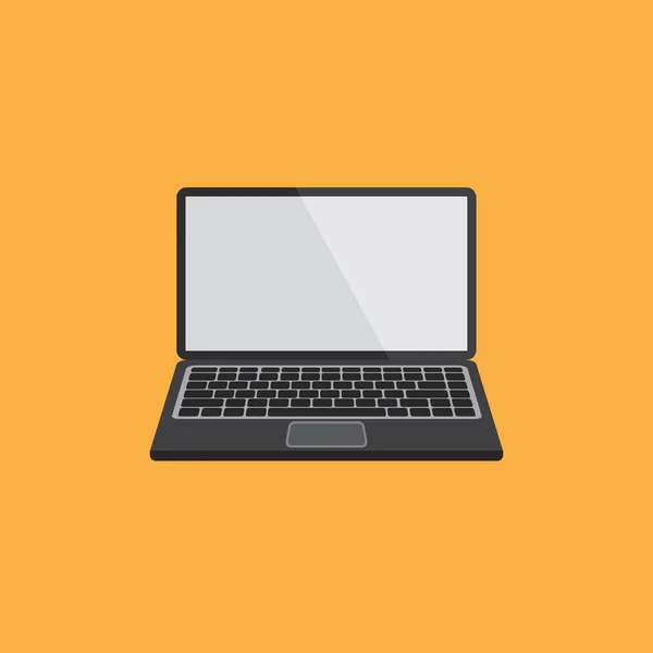 Een Platte Laptop Icoon Leeg Leeg Scherm Computermodel Geïsoleerd Gele — Stockvector