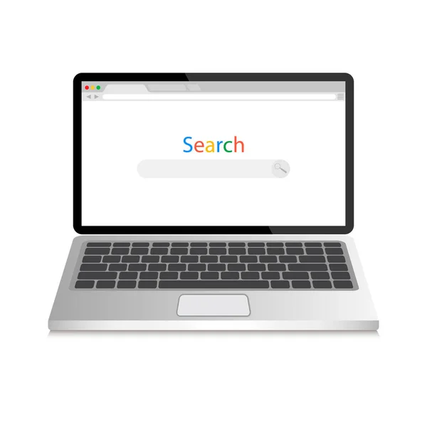 Otwórz Laptop Okno Przeglądarki Internetowej Ekranie Pusty Szablon Przeglądarki Internetowej — Wektor stockowy