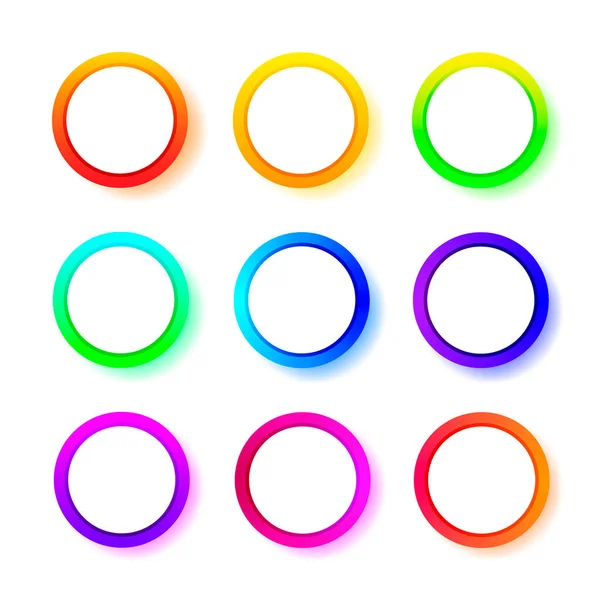 Different Color Gradient Frames Vector Set Rings Neon Gradient Vector — Vetor de Stock