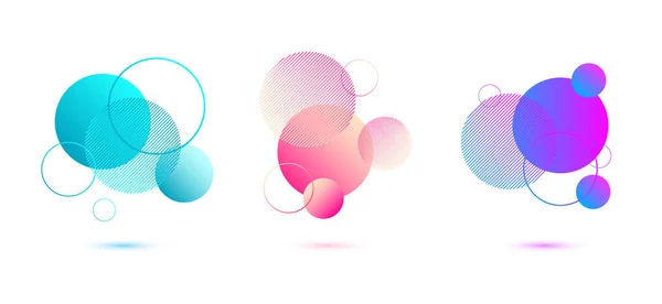 Vector Set Holographic Gradient Background Sphere Different Neon Circle Gradients — Vetor de Stock