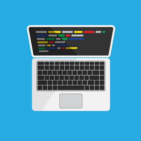 Portátil Con Código Pantalla Del Monitor Desarrollador Web Diseño Programación — Archivo Imágenes Vectoriales