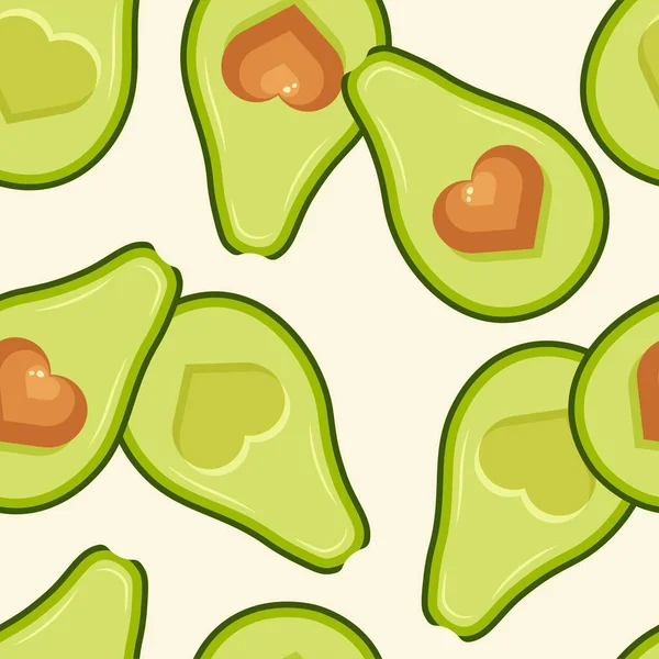 Avocado Love Seamless Pattern Summer Banner Concept Vector Illustration — Stock Vector