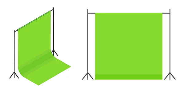 アイソメトリックフォトスタジオクロマキー 緑の画面 近代的なビデオ機器 クロマキーのアイコン 白を基調としたベクトルイラスト — ストックベクタ