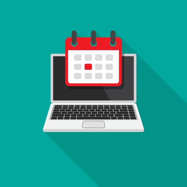 Laptopscherm Met Kalender Gemarkeerde Datum Erop Evenement Deadline Concept Vector — Stockvector