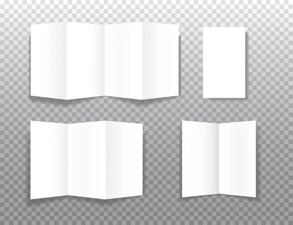 Ein Set Realistischer Zweiseitiger Papierbroschüren Auf Transparentem Hintergrund Mit Weichen — Stockvektor
