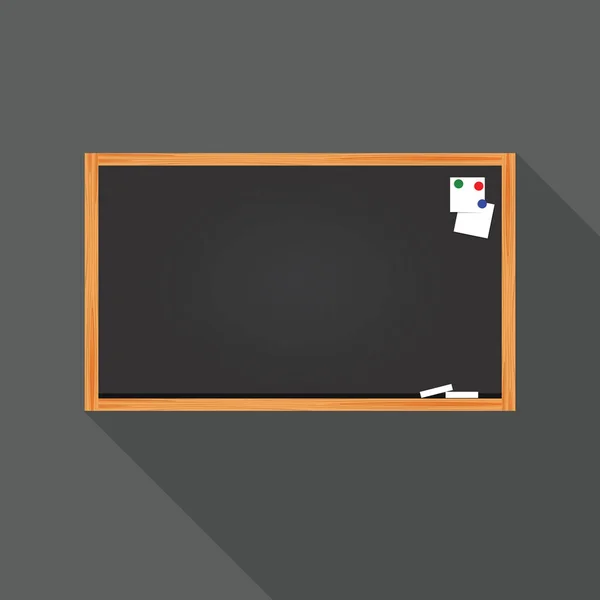 Flat Design School Blackboard Background Wooden Frame Empty Clean Chalkboard — Stock Vector