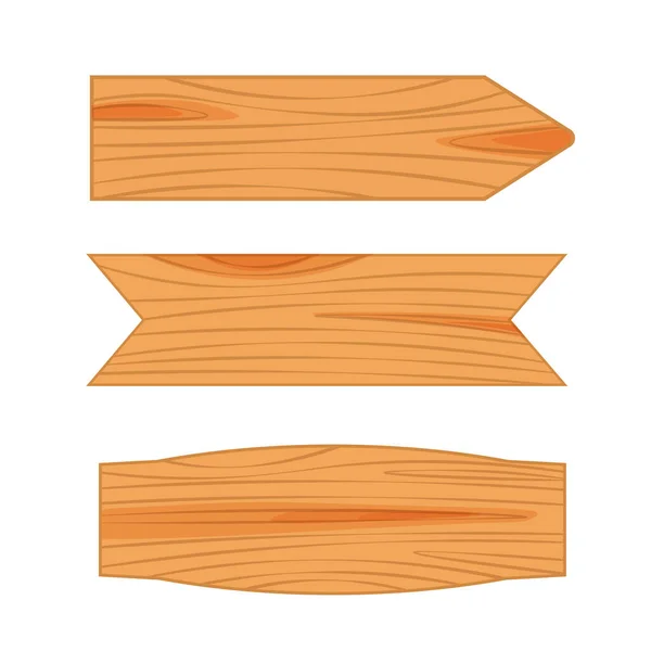 Flache Gestaltung Von Hölzernen Verkehrsschildern Holz Leeres Schild Planke Und — Stockvektor