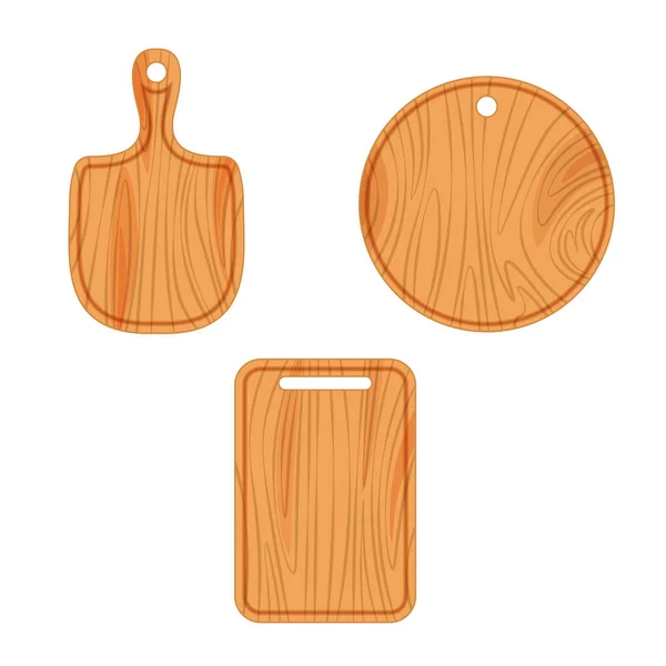 Flat Design Set Wooden Cutting Board Wood Empty Cutting Boards — Stock Vector