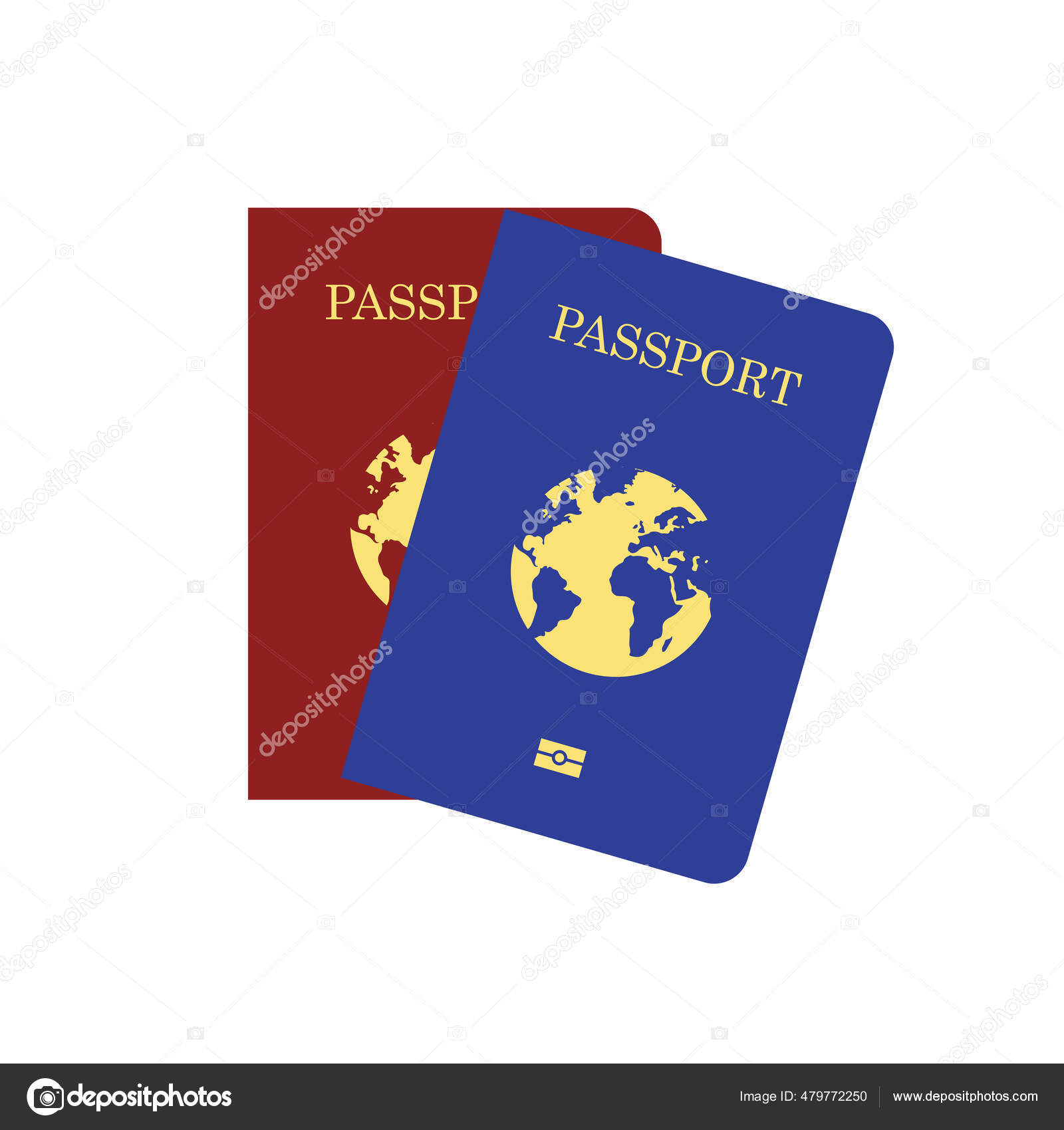 International Passport Cover Red and Blue Template. Vector