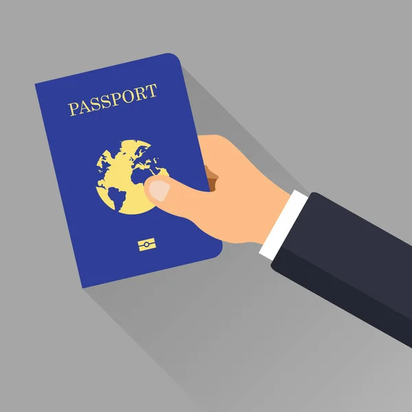Düz Uluslararası Pasaport Sahibi Pasaport Şablonunun Uluslararası Mavi Kapağı Gri — Stok Vektör