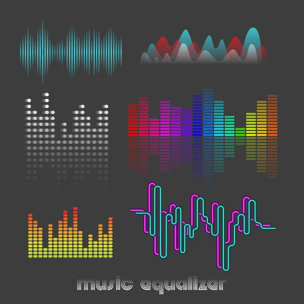 Ensemble Égaliseur Musique Numérique Vectoriel Coloré Modèle Conception Ondes Audio — Image vectorielle