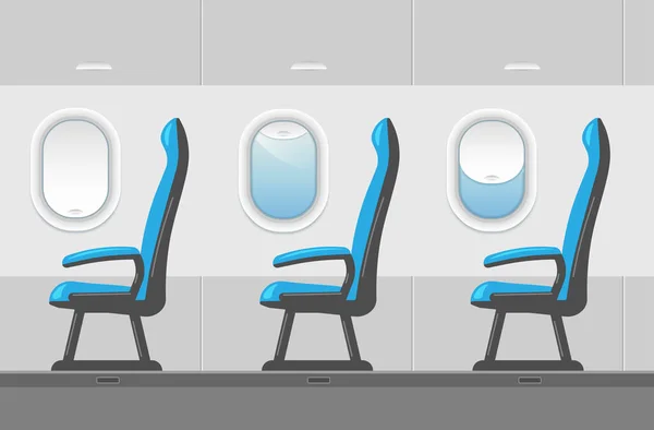Moda Tarzında Vektör Uçak Tasviri Uçak Yolcusu Mavi Koltuğu Pencere — Stok Vektör