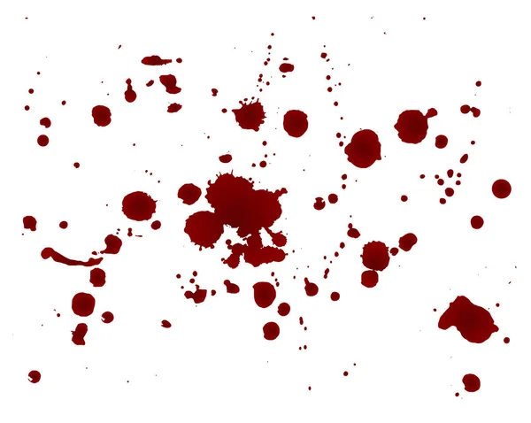 Set Realistic Bloody Splatters Drop Blob Blood Bloodstains Isolated Vector — Stock Vector