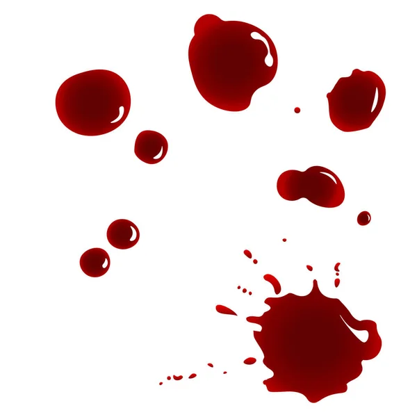 Set Realistic Bloody Splatters Drop Blob Blood Bloodstains Vector Illustration — Stock Vector