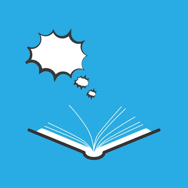 Open Book Dialog Speech Bubble Isolated Blue Background Vector Modern — Archivo Imágenes Vectoriales